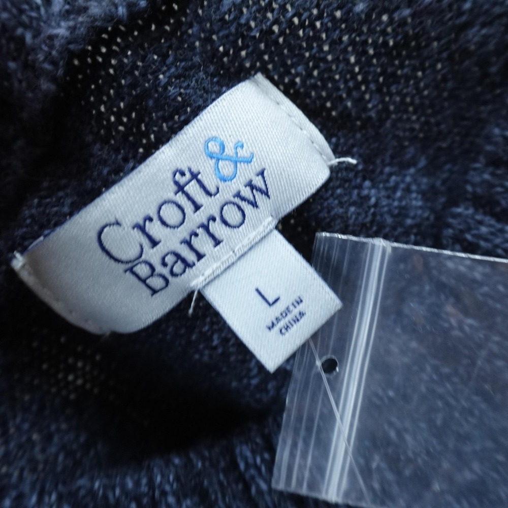 NEW Croft Barrow Sweater Mens L Blue Donegal Ragg Knit Crewneck Pullover Casual - Picture 4 of 9